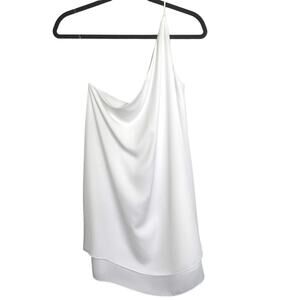 Tyche Flowy Blouse One Shoulder Pullover Top Sleeveless Tunic Shirt White L NWOT
